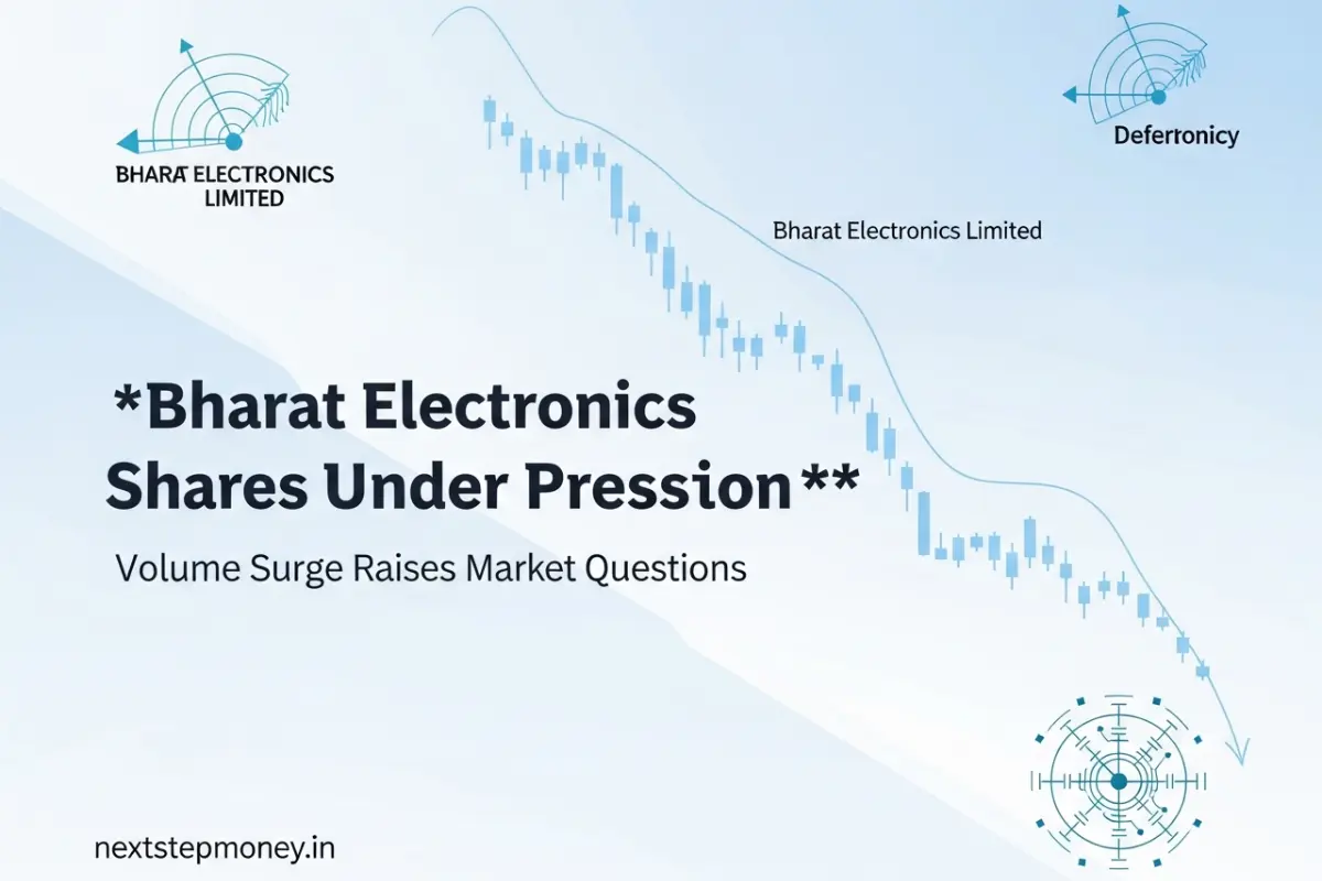 Bharat Electronics share decline with high trading volume market analysis